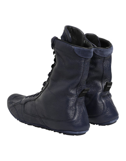 Dolce & Gabbana Men's Calf Leather Lace-Up Mid-Calf Boots - Dark Blue