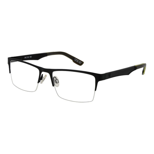 Eyeglasses Frames by Spy for men in plastic black features an refined silhouette, showcasing the refined black coloured frame and sophisticated half-frame frame design.