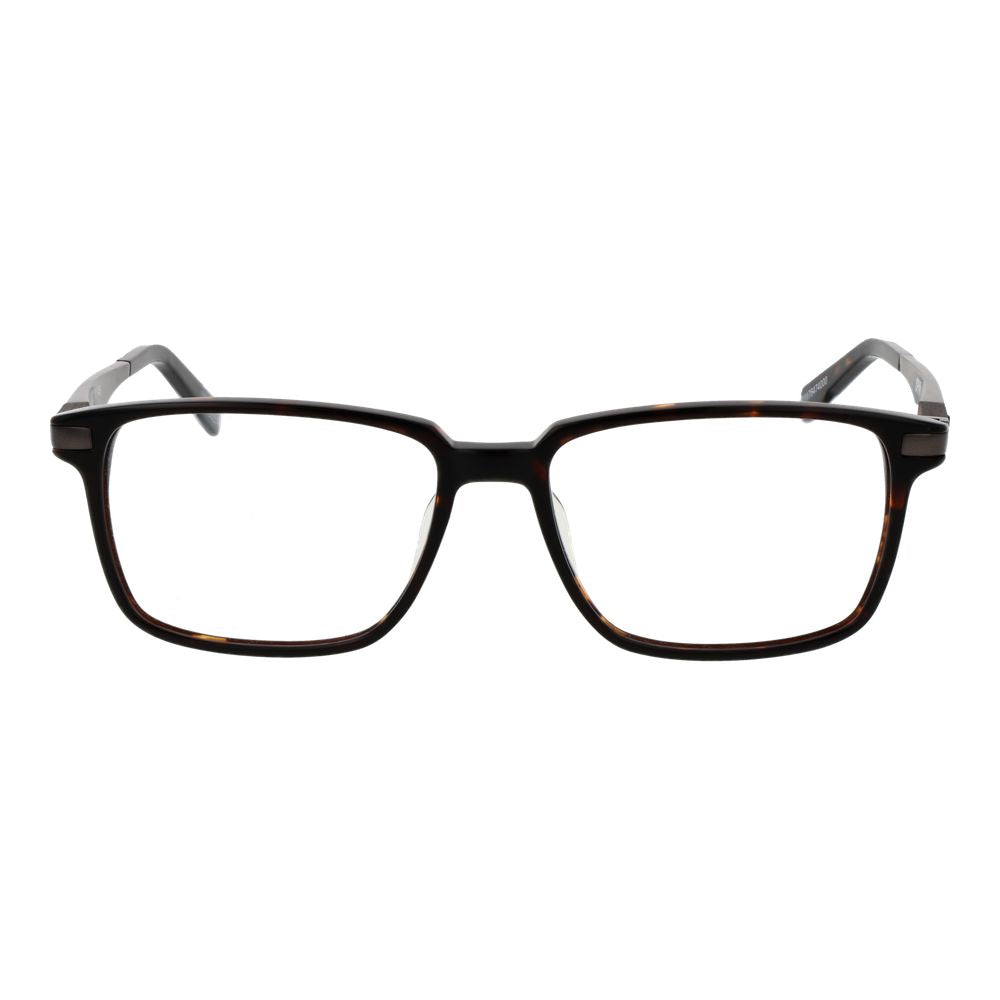 Eyeglasses Frames by Spy for men in plastic brown features an refined silhouette, showcasing a sophisticated brown coloured frame and refined full-frame frame design for a refined look.