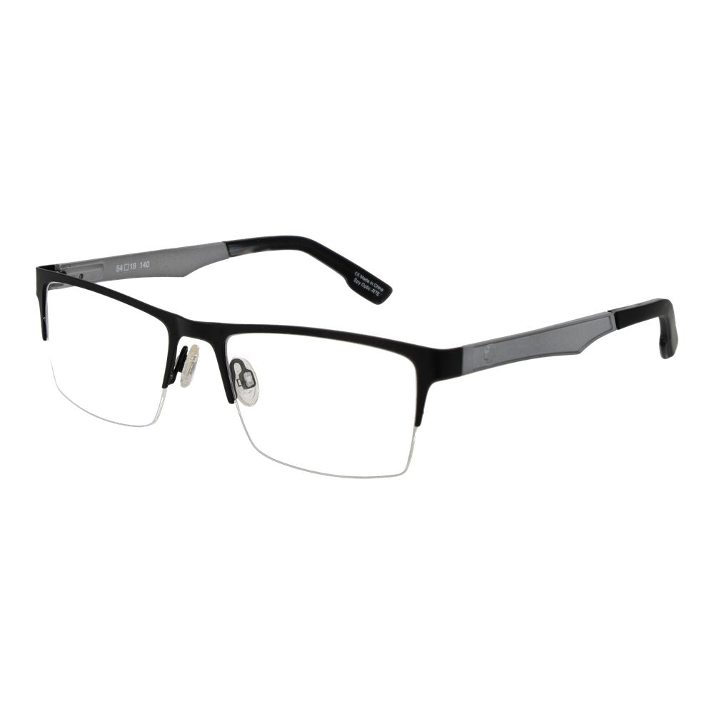 Eyeglasses Frames by Spy for unisex in plastic black showcases a reflective silhouette, artfully incorporating a sophisticated black coloured frame with a distinct half-frame frame design.
