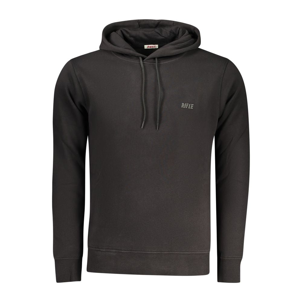Hooded Sweatshirt Hoodie by Rifle for men in cotton polyester black & print features a slouchy chic silhouette, detailed with a slouchy chic and a signature hooded neckline for an elevated aesthetic.