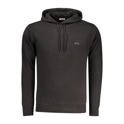Hooded Sweatshirt Hoodie by Rifle for men in cotton polyester black & print features a slouchy chic silhouette, detailed with a slouchy chic and a signature hooded neckline for an elevated aesthetic.