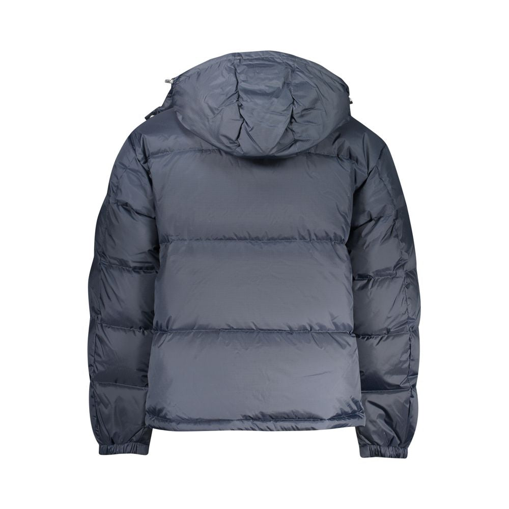 Hooded Overcoat by Tommy Hilfiger for men in polyester blue features a contemporary silhouette showcasing a contemporary and refined pockets & hooded for a sophisticated finish.