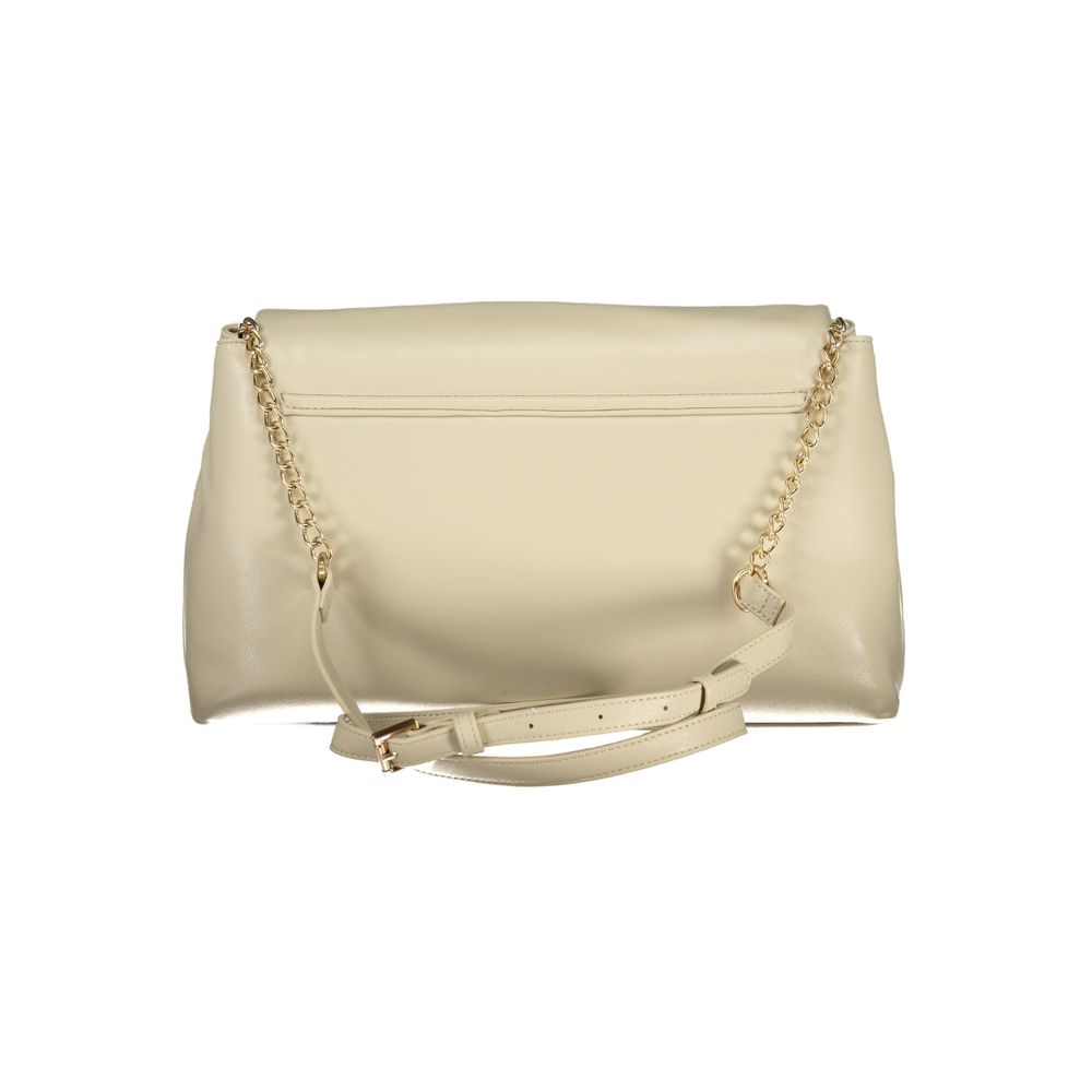 Shoulder Handbag by Mario Valentino for women in polyethylene beige & signature presents a ornamental silhouette, showcasing a secure snap, ample built-in-compartments, document-holder & internal-pockets, and versatile shoulder-strap & adjustable-strap for a ornamental finish.