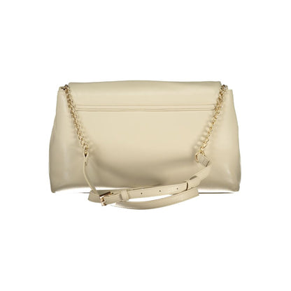 Shoulder Handbag by Mario Valentino for women in polyethylene beige & signature presents a ornamental silhouette, showcasing a secure snap, ample built-in-compartments, document-holder & internal-pockets, and versatile shoulder-strap & adjustable-strap for a ornamental finish.