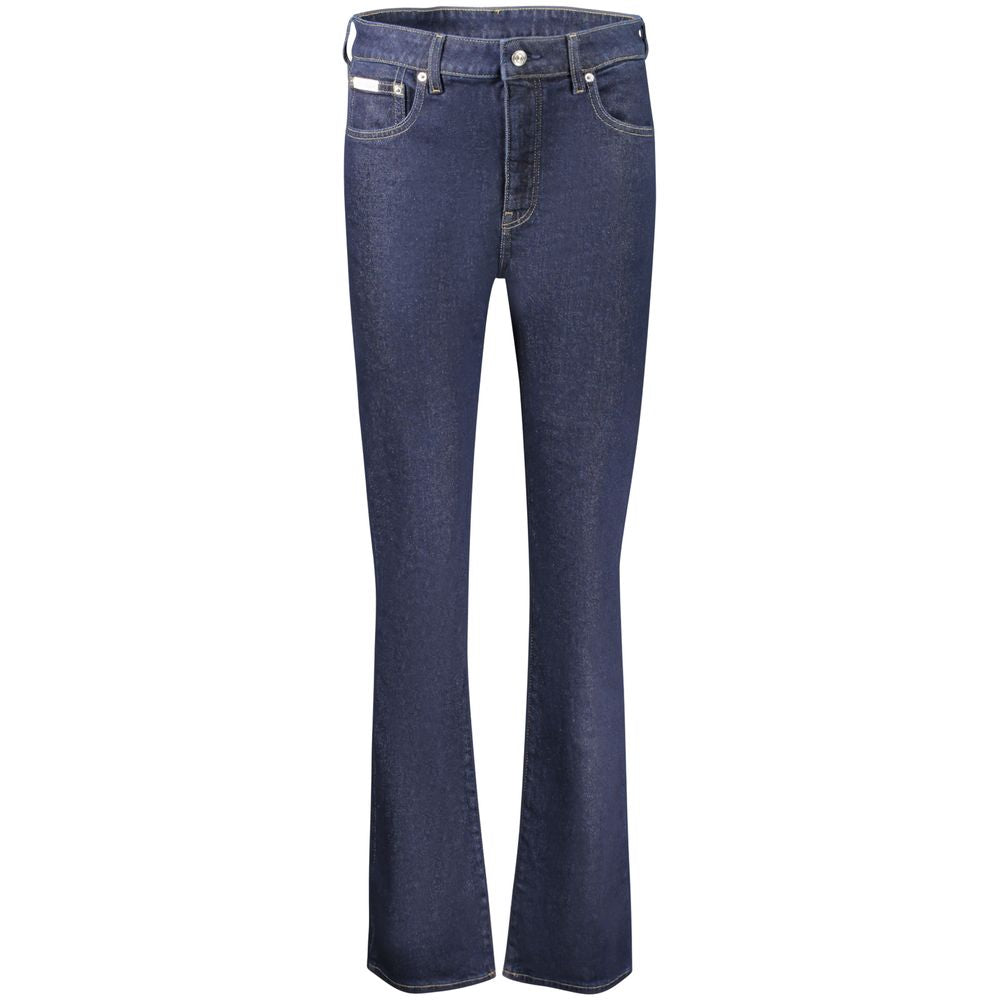 Jeans by Calvin Klein for women in denim cotton blue features an refined tailoring silhouette, showcasing a premium skinny, bootcut & wide with a and long cut for a refined tailoring look.
