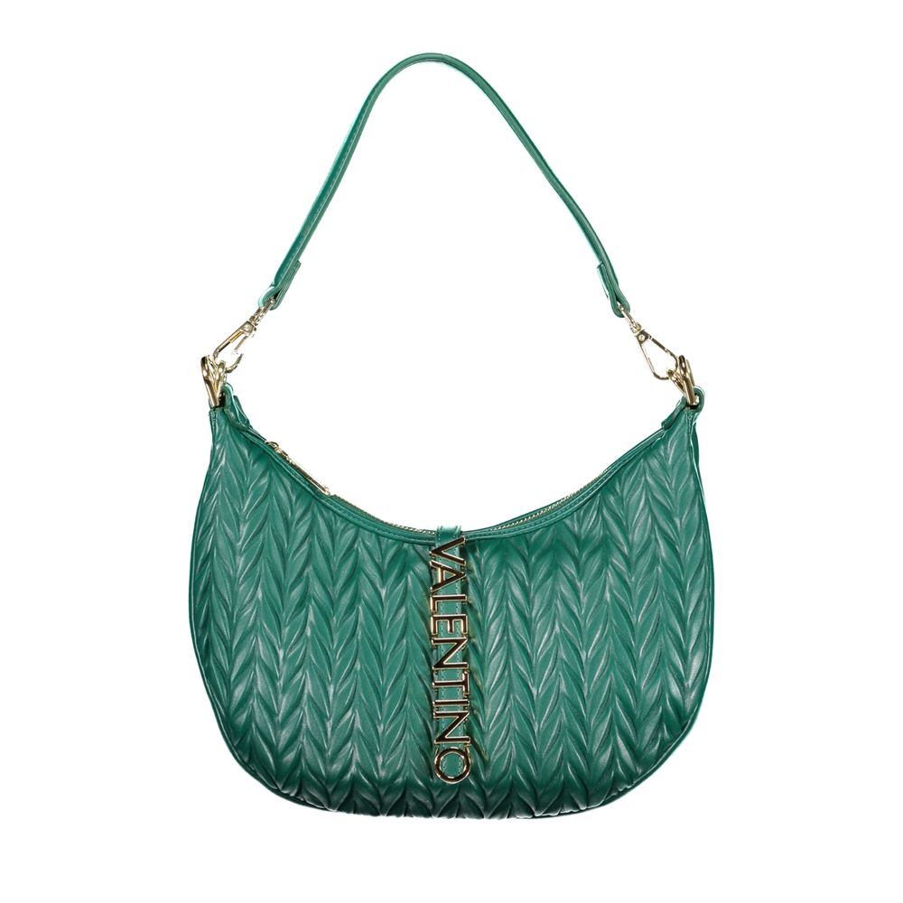 Shoulder Handbag by Mario Valentino for women in polyethylene green presents a ornamental silhouette, showcasing a secure snap & zipper, ample document-holder & internal-pockets, and versatile shoulder-strap, handle & adjustable-strap for a ornamental finish.