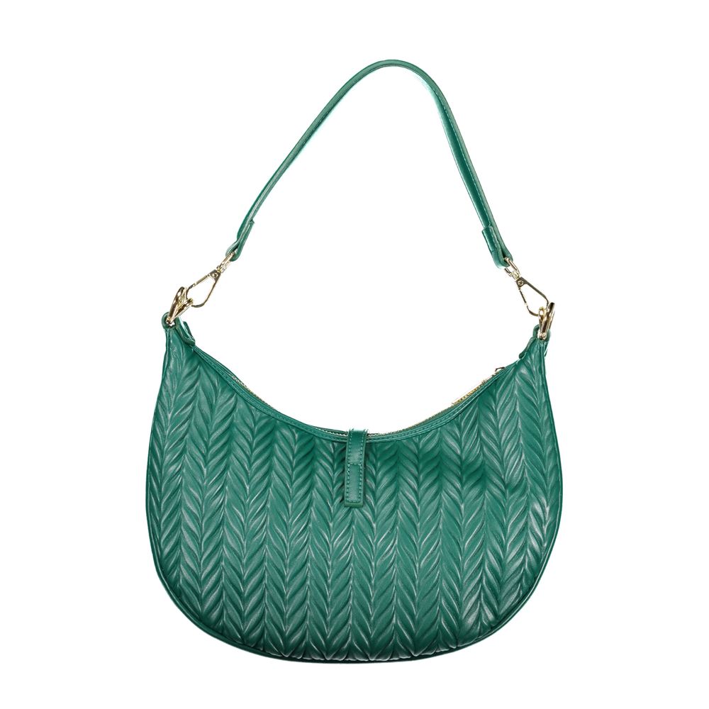 This Shoulder Handbag by Mario Valentino for women in polyethylene and green presents a sculptural silhouette featuring a secure snap & zipper, ample document-holder & internal-pockets, and versatile shoulder-strap, handle & adjustable-strap for a sculptural finish.