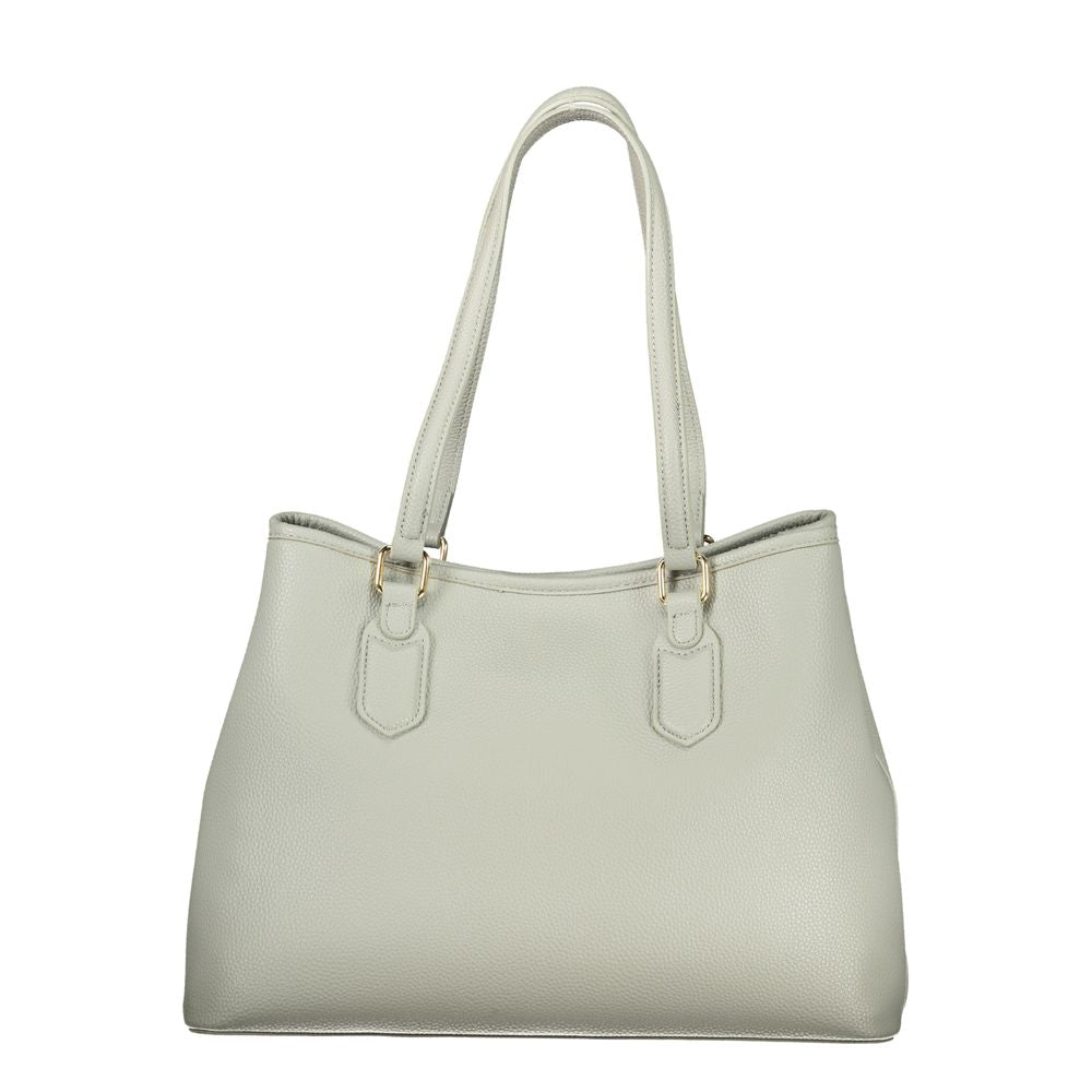 Handbag by Mario Valentino for women in polyethylene gray features a signature silhouette, showcasing a secure zipper and signature built-in-compartments & internal-pockets with versatile shoulder-strap, adjustable-strap & handle for a sophisticated look.