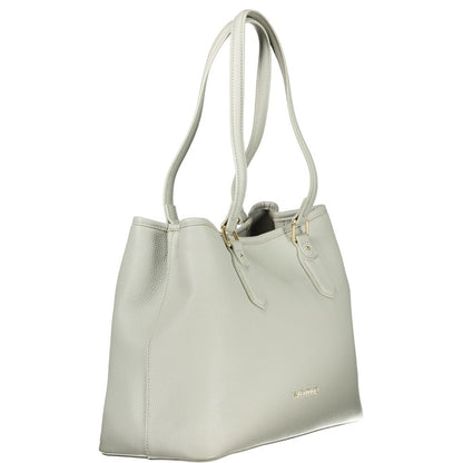 This Handbag by Mario Valentino for women in polyethylene and gray presents a sculptural silhouette featuring a secure zipper, ample built-in-compartments & internal-pockets, and versatile shoulder-strap, adjustable-strap & handle for a sculptural finish.