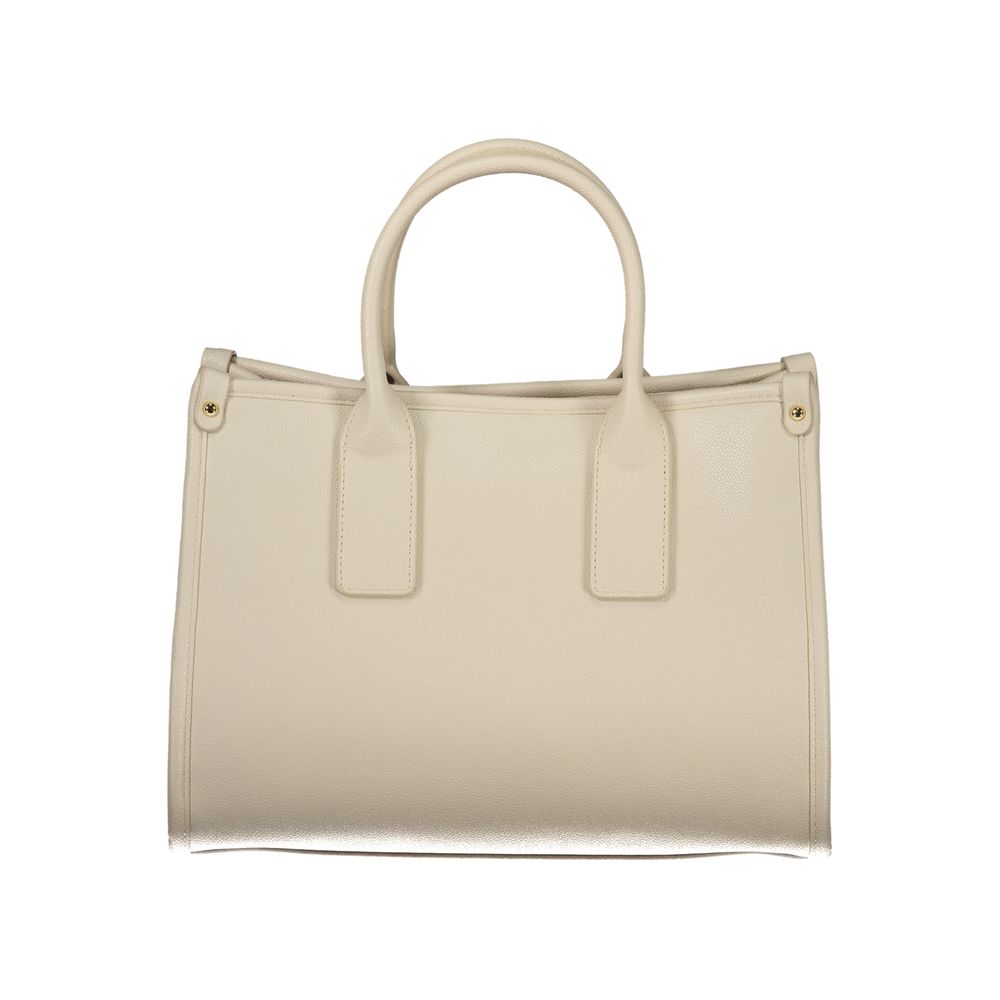 Handbag by Mario Valentino for women in polyethylene beige & print features a refined silhouette, showcasing a secure , organized internal-pockets, and versatile handle & adjustable-strap for a refined finish.
