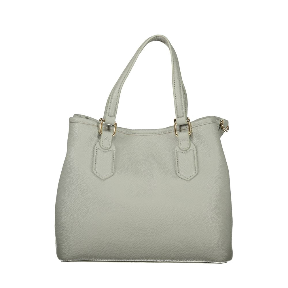 Handbag by Mario Valentino for women in polyethylene gray & signature features an refined silhouette, showcasing a secure zipper, ample built-in-compartments & internal-pockets, and versatile shoulder-strap, adjustable-strap & handle for a sophisticated refined aesthetic.