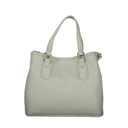 Handbag by Mario Valentino for women in polyethylene gray & signature features an refined silhouette, showcasing a secure zipper, ample built-in-compartments & internal-pockets, and versatile shoulder-strap, adjustable-strap & handle for a sophisticated refined aesthetic.