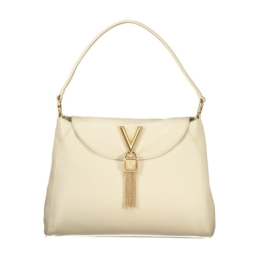 Frame Handbag by Mario Valentino for women in polyethylene beige presents a ornamental silhouette, showcasing a secure snap, ample document-holder & internal-pockets, and versatile shoulder-strap & handle for a ornamental finish.