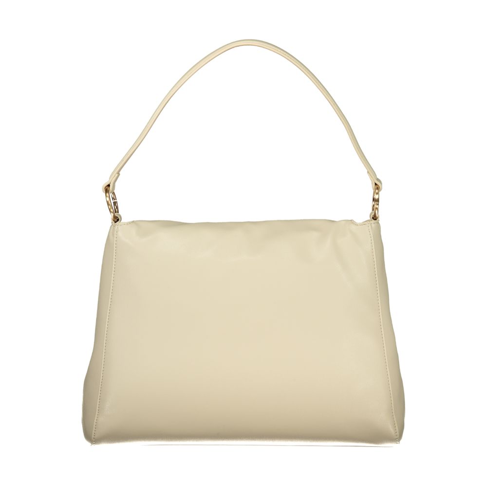 This Frame Handbag by Mario Valentino for women in polyethylene and beige presents a sculptural silhouette featuring a secure snap, ample document-holder & internal-pockets, and versatile shoulder-strap & handle for a sculptural finish.
