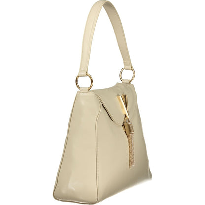 Frame Handbag by Mario Valentino for women in polyethylene beige features a exquisite silhouette, showcasing a secure snap and exquisite document-holder & internal-pockets with versatile shoulder-strap & handle for a exquisite finish.