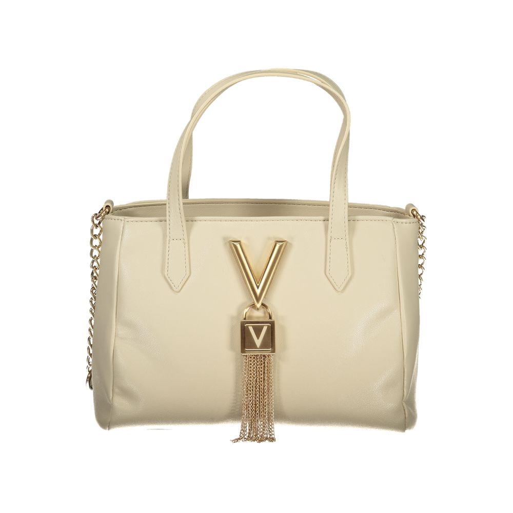 Handbag by Mario Valentino for women in polyethylene beige presents a ornamental silhouette, showcasing a secure zipper, ample document-holder & internal-pockets, and versatile shoulder-strap, handle & adjustable-strap for a ornamental finish.