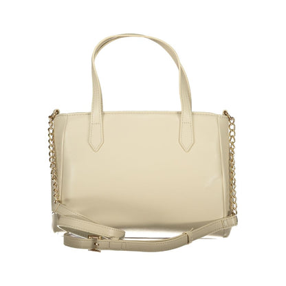 Handbag by Mario Valentino for women in polyethylene beige features a ornamental silhouette, showcasing a secure zipper, ample document-holder & internal-pockets, and ornamental shoulder-strap, handle & adjustable-strap for a sophisticated look.
