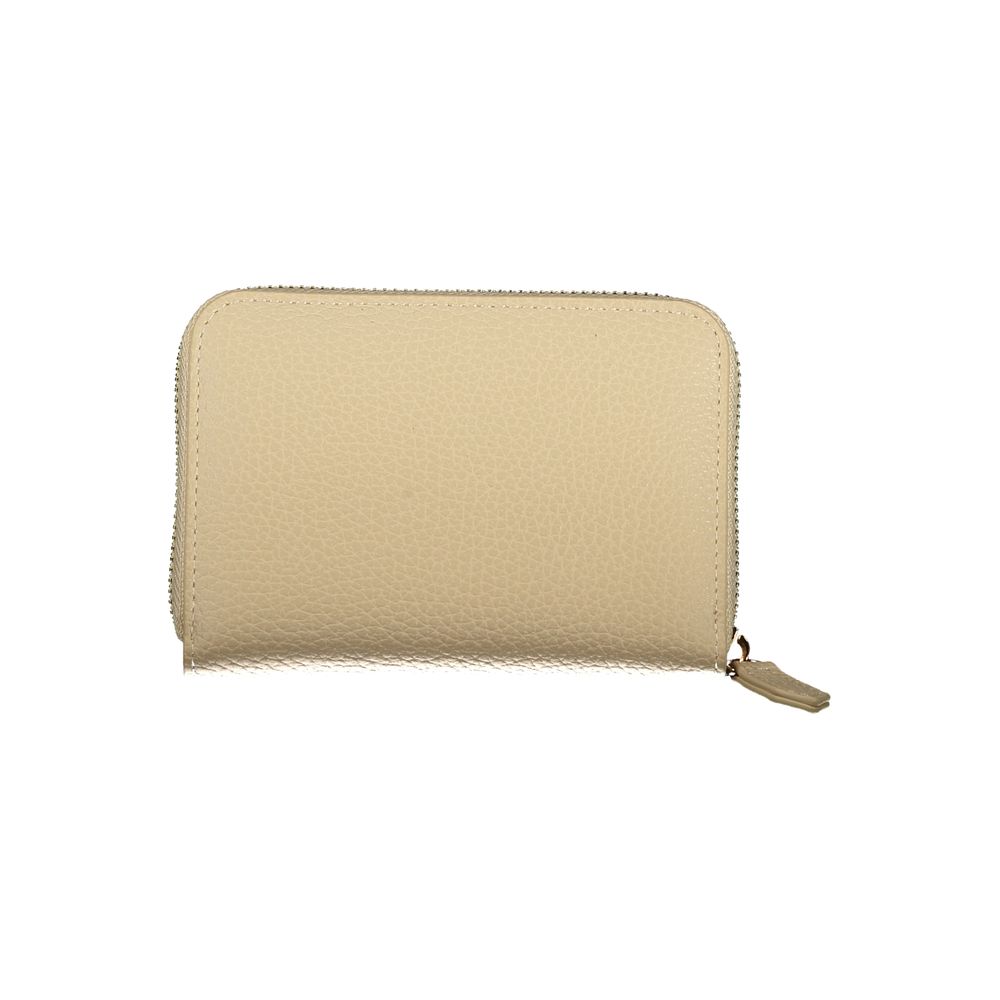 Cardholder Wallet by Mario Valentino for women in polyethylene beige presents a streamlined silhouette, showcasing the sophisticated design of the Polyethylene Cardholder Wallet collection with functional card-organization coin-purse.