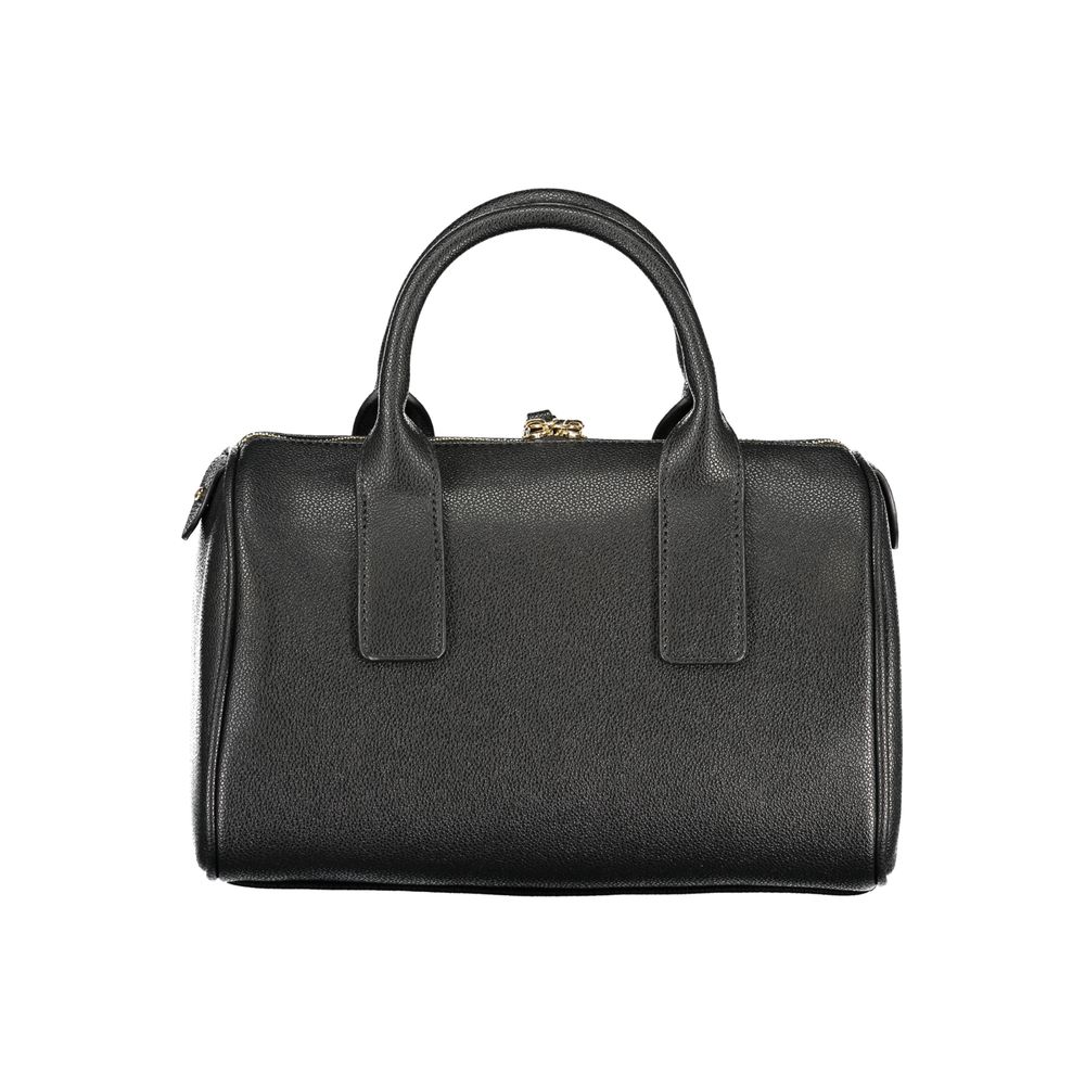 This Handbag by Mario Valentino for women in polyethylene and black & print presents a sculptural silhouette featuring a secure , ample internal-pockets, and versatile adjustable-strap & handle for a sculptural finish.