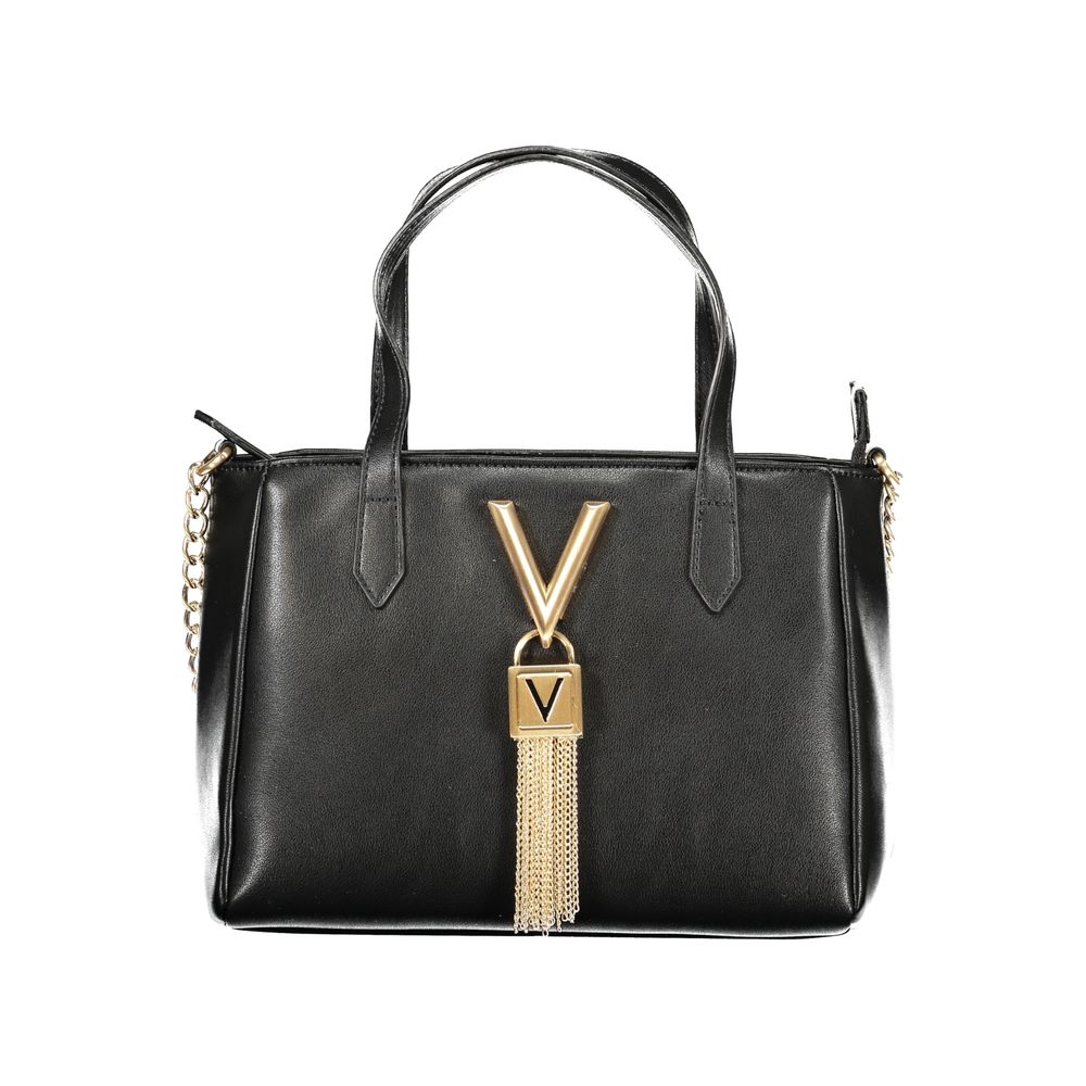 Handbag by Mario Valentino for women in polyethylene black & signature features a refined silhouette, showcasing a secure zipper, organized document-holder & internal-pockets, and versatile shoulder-strap, handle & adjustable-strap for a refined finish.