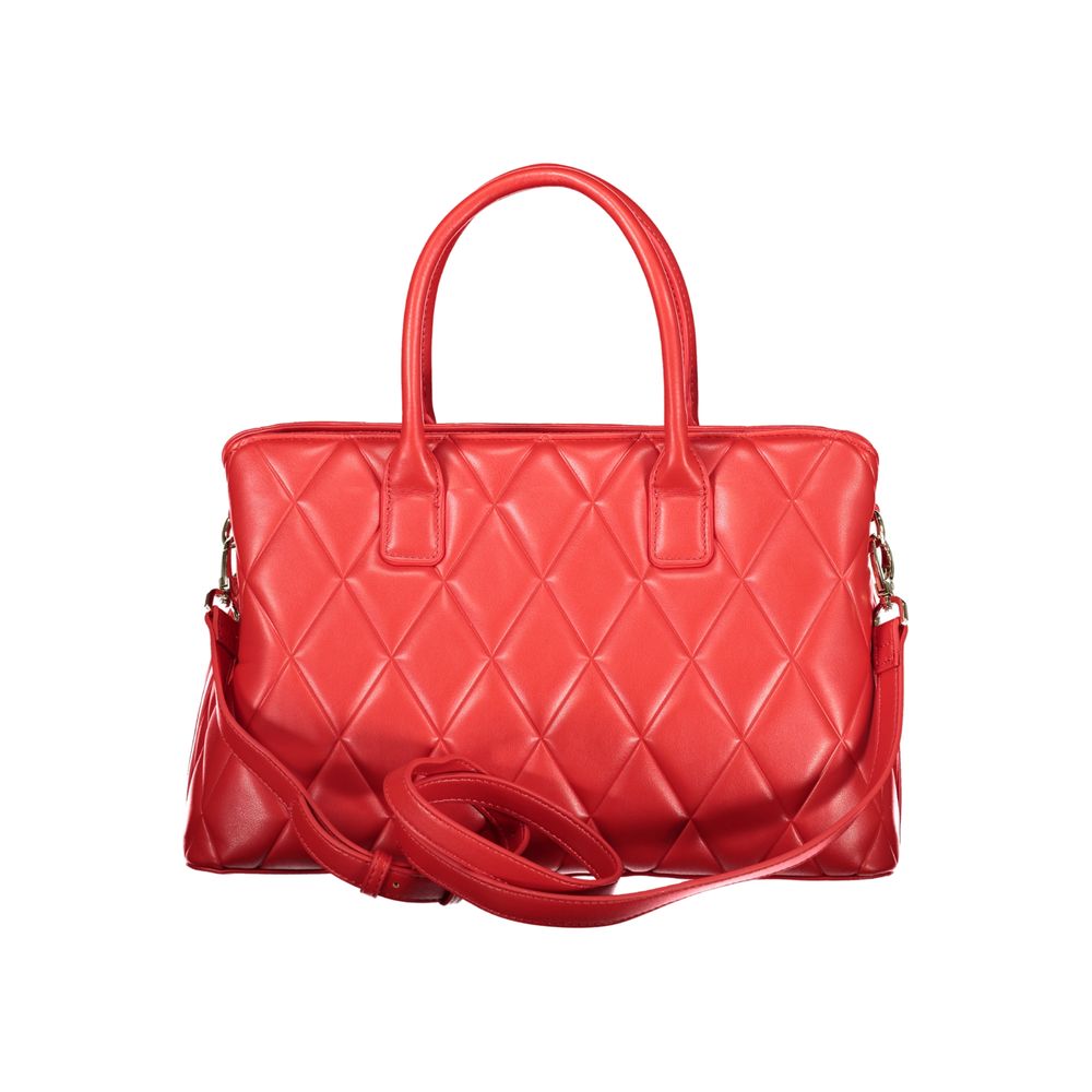 Handbag by Mario Valentino for women in polyethylene red presents a ornamental silhouette, showcasing a secure zipper, ample built-in-compartments & internal-pockets, and versatile shoulder-strap, handle & adjustable-strap for a ornamental finish.