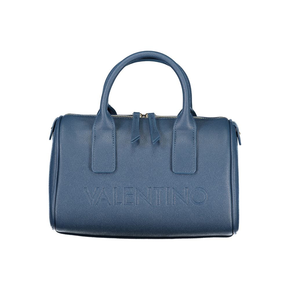 Handbag by Mario Valentino for women in polyethylene blue, signature & print features a signature silhouette, showcasing a secure zipper and signature internal-pockets with versatile adjustable-strap & handle for a sophisticated look.