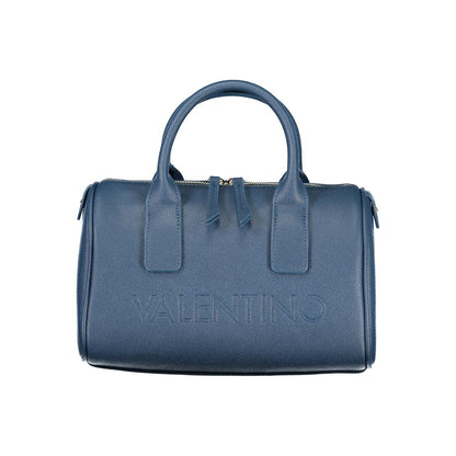 Handbag by Mario Valentino for women in polyethylene blue, signature & print features a signature silhouette, showcasing a secure zipper and signature internal-pockets with versatile adjustable-strap & handle for a sophisticated look.