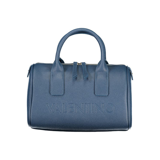 Handbag by Mario Valentino for women in polyethylene blue, signature & print features a signature silhouette, showcasing a secure zipper and signature internal-pockets with versatile adjustable-strap & handle for a sophisticated look.