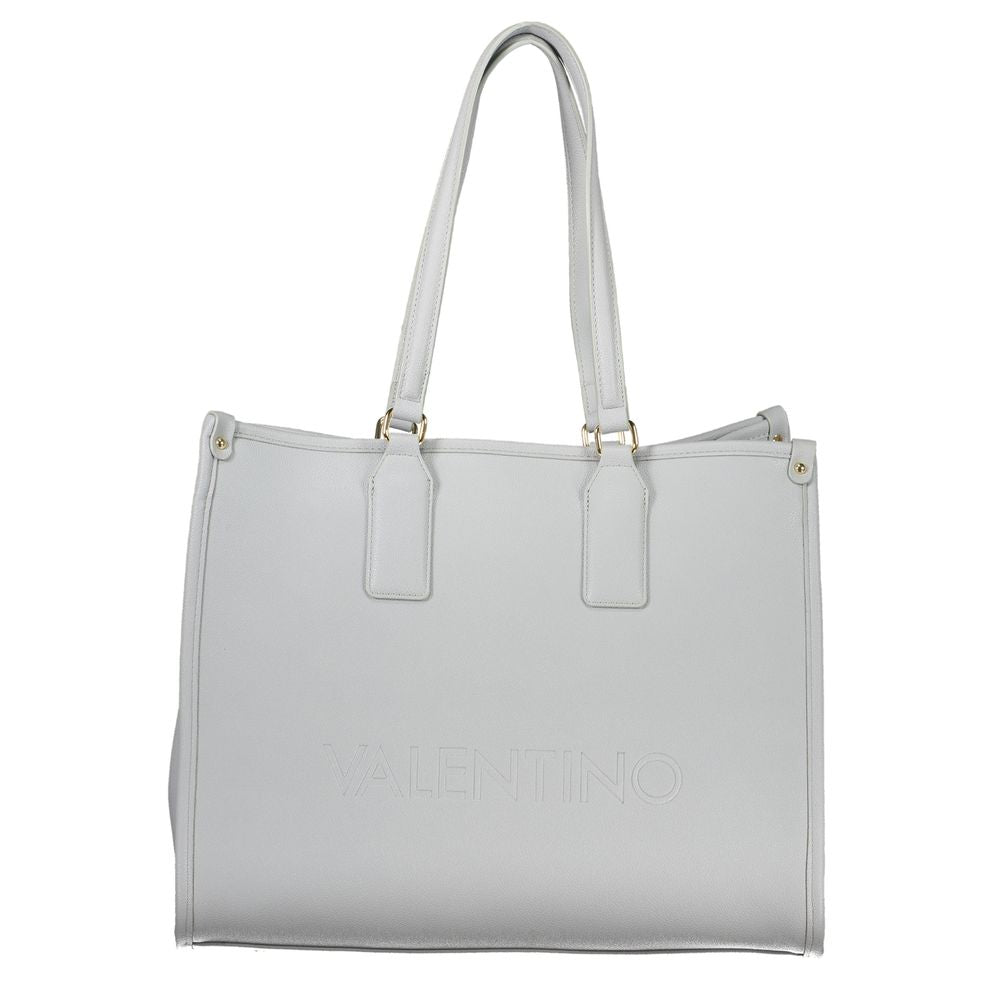 Handbag by Mario Valentino for women in polyethylene blue & print features an refined silhouette, showcasing a secure zipper, ample internal-pockets & laptop-compartment, and versatile adjustable-strap & handle for a sophisticated refined aesthetic.