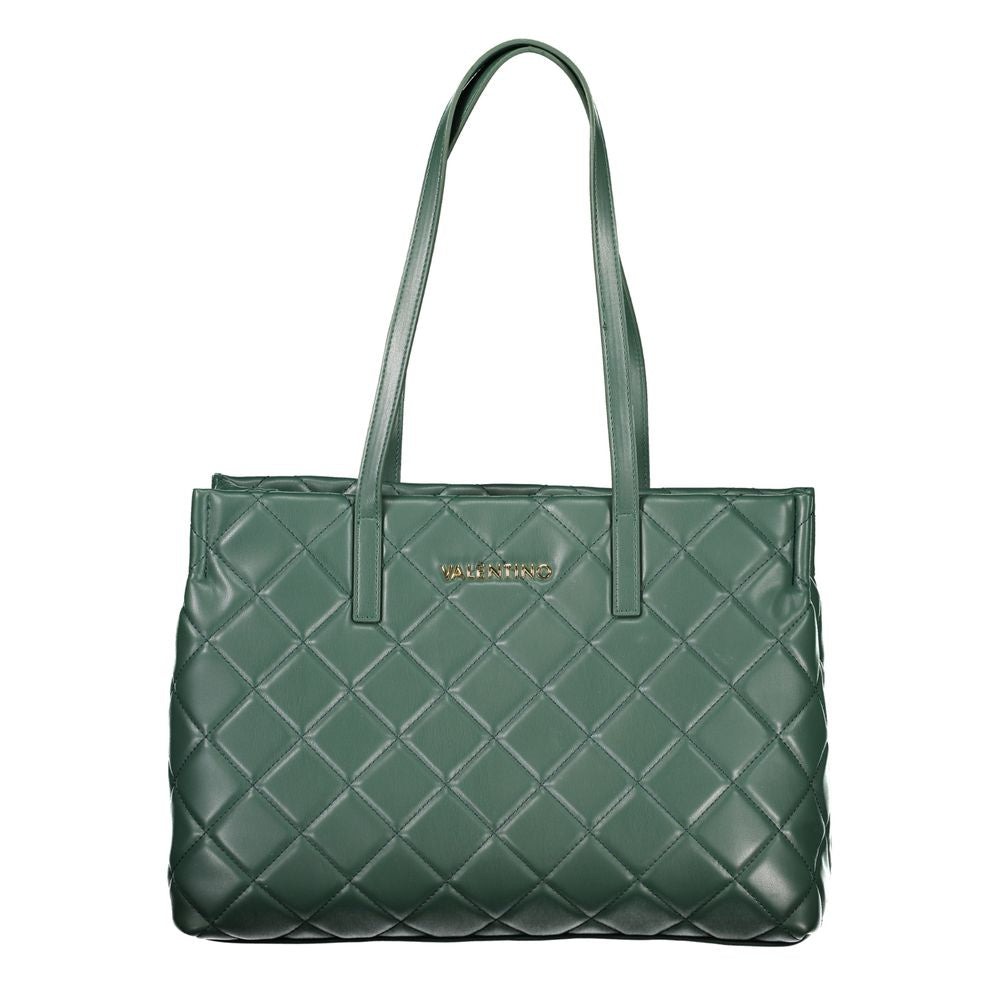 Handbag by Mario Valentino for women in polyethylene green features a signature silhouette, showcasing a secure zipper and signature laptop-compartment with versatile handle for a sophisticated look.