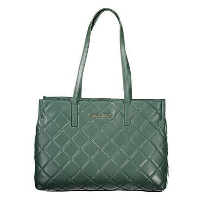 Handbag by Mario Valentino for women in polyethylene green features a signature silhouette, showcasing a secure zipper and signature laptop-compartment with versatile handle for a sophisticated look.