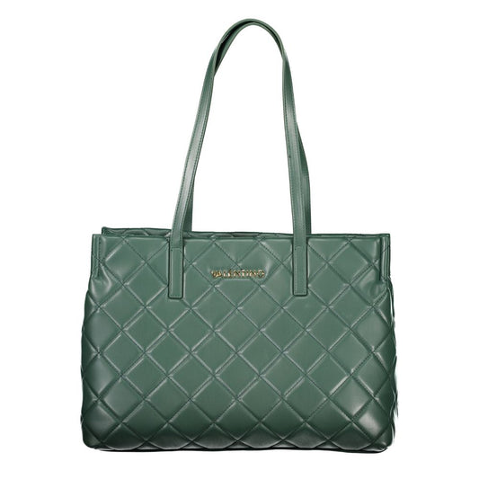 Handbag by Mario Valentino for women in polyethylene green features a signature silhouette, showcasing a secure zipper and signature laptop-compartment with versatile handle for a sophisticated look.