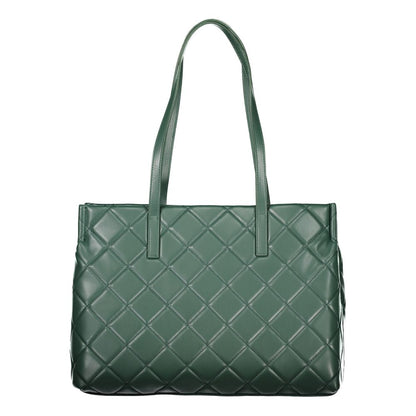 Handbag by Mario Valentino for women in polyethylene green presents a ornamental silhouette, showcasing a secure zipper, ample laptop-compartment, and versatile handle for a ornamental finish.