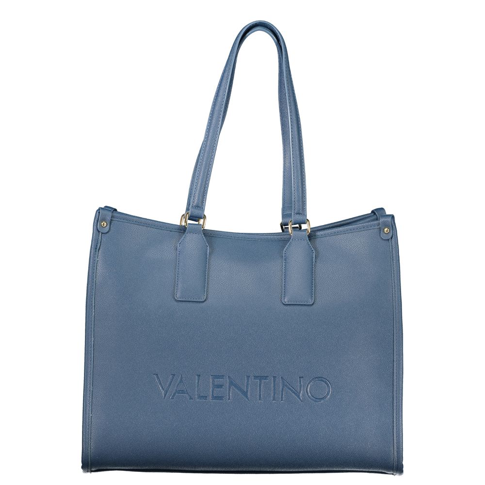 This Handbag by Mario Valentino for women in polyethylene and blue & print presents a sculptural silhouette featuring a secure zipper, ample internal-pockets & laptop-compartment, and versatile adjustable-strap & handle for a sculptural finish.