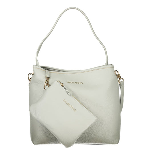 2-in-1 Shoulder & Crossbody Pouch Handbag by Mario Valentino for women in polyethylene gray features an refined silhouette, showcasing a secure snap, ample internal-pockets, and versatile crossbody-strap, shoulder-strap, adjustable-strap & handle for a sophisticated refined aesthetic.