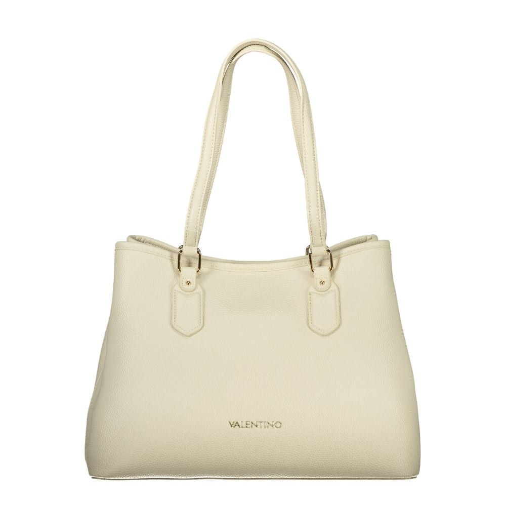 Handbag by Mario Valentino for women in polyethylene beige features a refined silhouette, showcasing a secure zipper, organized built-in-compartments & internal-pockets, and versatile shoulder-strap, handle & adjustable-strap for a refined finish.
