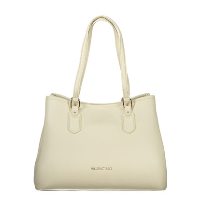 Handbag by Mario Valentino for women in polyethylene beige features a refined silhouette, showcasing a secure zipper, organized built-in-compartments & internal-pockets, and versatile shoulder-strap, handle & adjustable-strap for a refined finish.