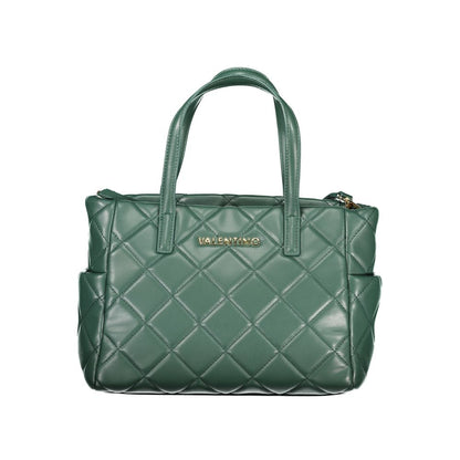 This Handbag by Mario Valentino for women in polyethylene and green presents a sculptural silhouette featuring a secure snap & zipper, ample external-pockets & internal-pockets, and versatile shoulder-strap, adjustable-strap & handle for a sculptural finish.
