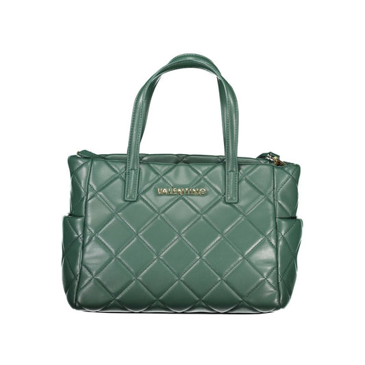 This Handbag by Mario Valentino for women in polyethylene and green presents a sculptural silhouette featuring a secure snap & zipper, ample external-pockets & internal-pockets, and versatile shoulder-strap, adjustable-strap & handle for a sculptural finish.