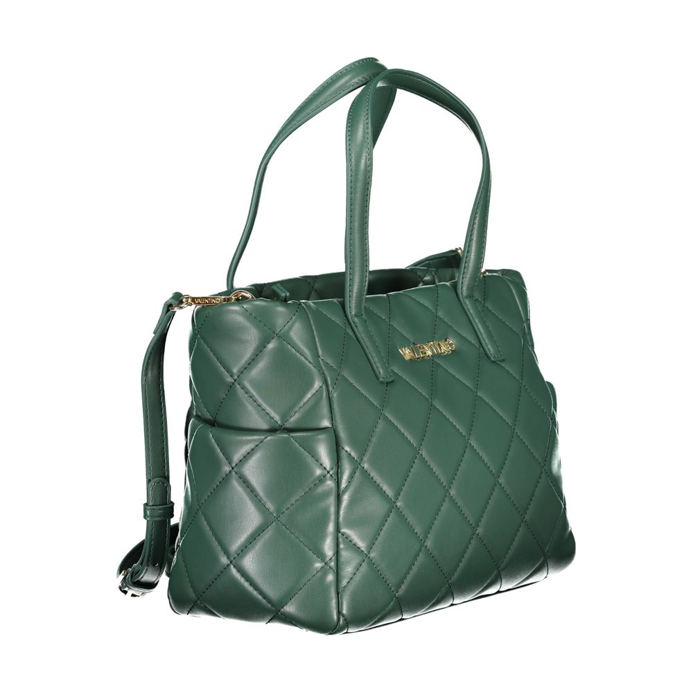 Handbag by Mario Valentino for women in polyethylene green features a refined silhouette, showcasing a secure snap & zipper, organized external-pockets & internal-pockets, and versatile shoulder-strap, adjustable-strap & handle for a refined finish.