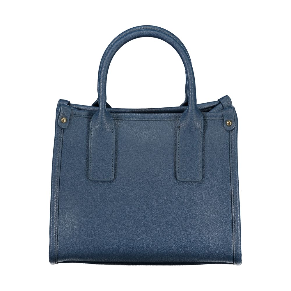 Handbag by Mario Valentino for women in polyethylene blue, signature & print features a signature silhouette, showcasing a secure and signature internal-pockets with versatile adjustable-strap & handle for a sophisticated look.
