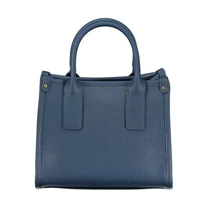 Handbag by Mario Valentino for women in polyethylene blue, signature & print features a signature silhouette, showcasing a secure and signature internal-pockets with versatile adjustable-strap & handle for a sophisticated look.