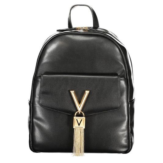 Backpack by Mario Valentino for women in polyethylene black & signature features a stately Polyethylene Backpack design, showcasing a secure snap & zipper, ample external-pockets & internal-pockets, and versatile handle, backpack-strap & adjustable-strap for a stately finish.
