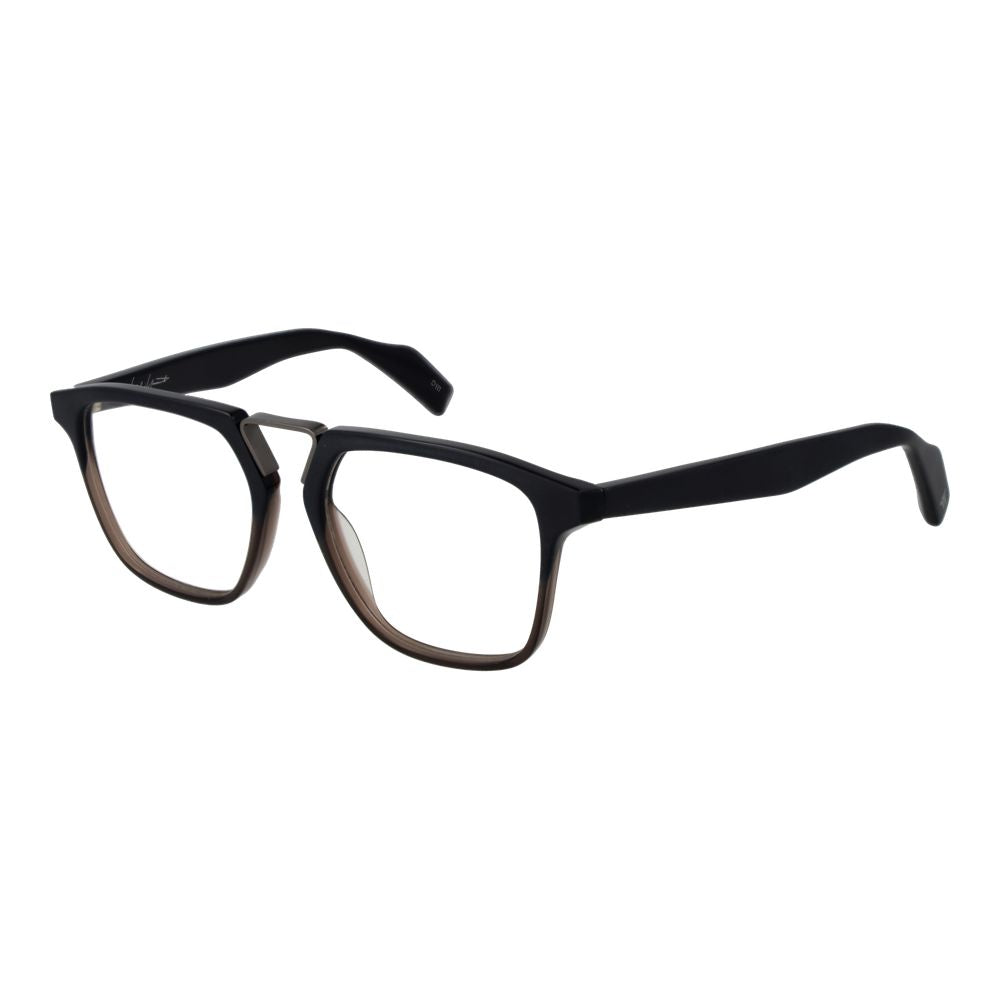 Eyeglasses Frames by Yohji Yamamoto for men in plastic black features an refined silhouette, showcasing a sophisticated black coloured frame and refined full-frame frame design for a refined look.