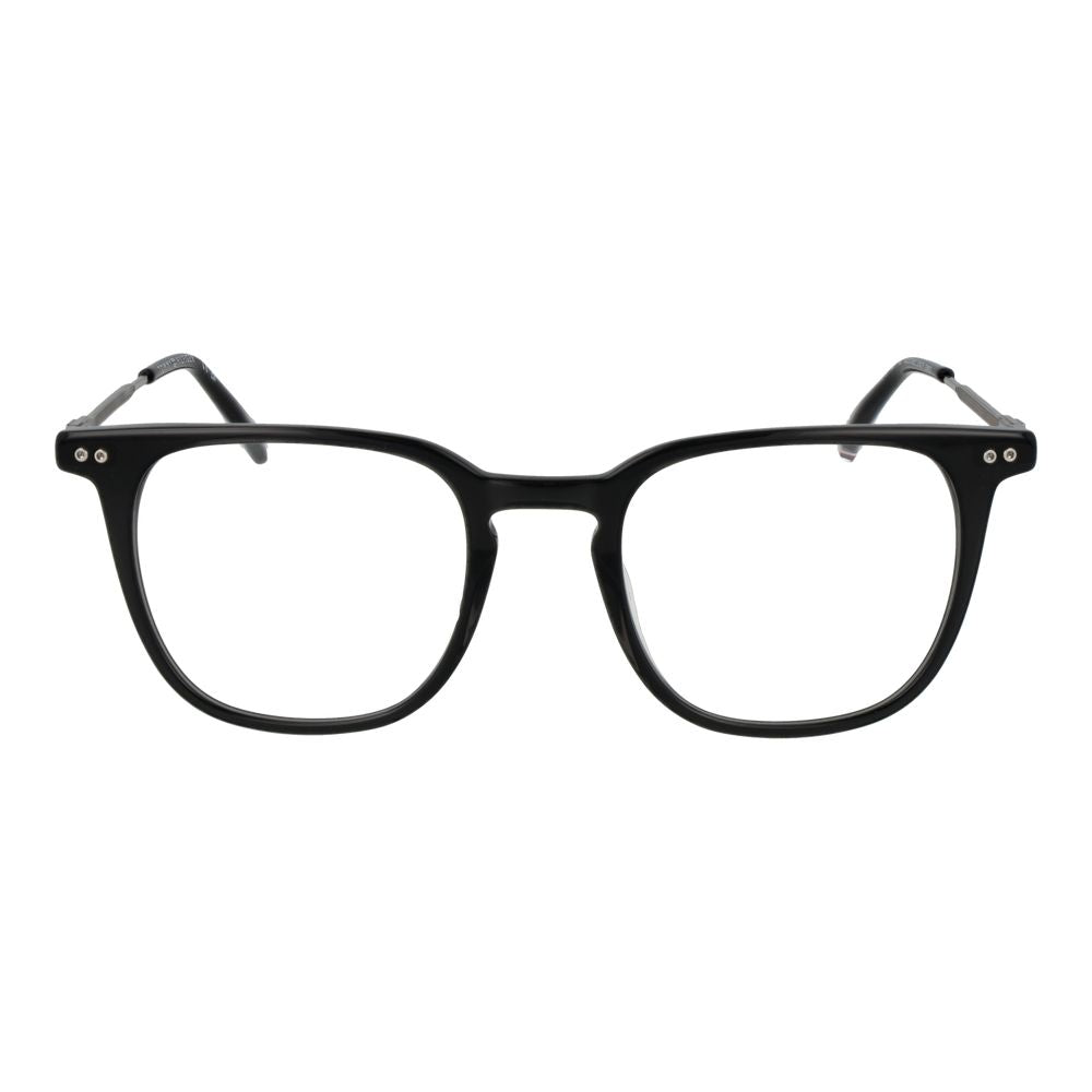 Eyeglasses Frames by Tommy Hilfiger for men in acetate black features a refined silhouette, showcasing a refined black coloured frame and full-frame frame design for a sophisticated, premium look.