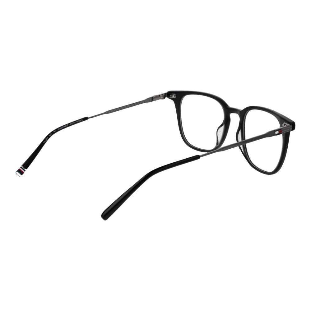 Eyeglasses Frames by Tommy Hilfiger for men in acetate and black showcases a refined silhouette, detailed with a black coloured frame finish and a sophisticated full-frame frame design.