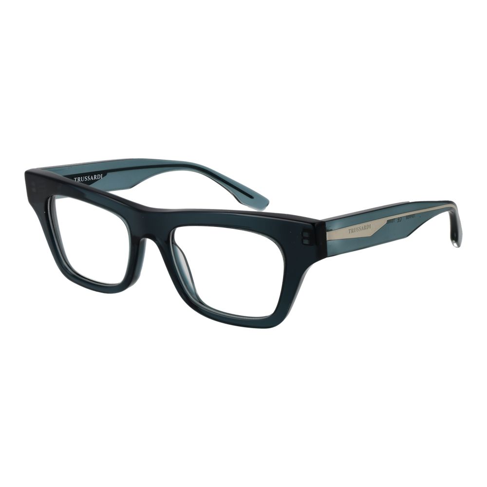 Eyeglasses Frames by Trussardi for women in acetate blue showcases a refined full-frame frame design with a refined blue coloured frame finish for a refined and sophisticated look.