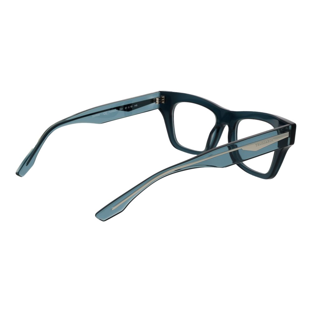 Eyeglasses Frames by Trussardi for women in acetate blue features a refined silhouette, showcasing a refined blue coloured frame and full-frame frame design for a sophisticated, premium look.