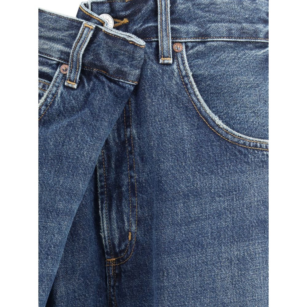 Jeans by Agolde for women in denim cotton blue features a refined silhouette with a refined wide & oversized, defined by a and a refined long for a refined finish.